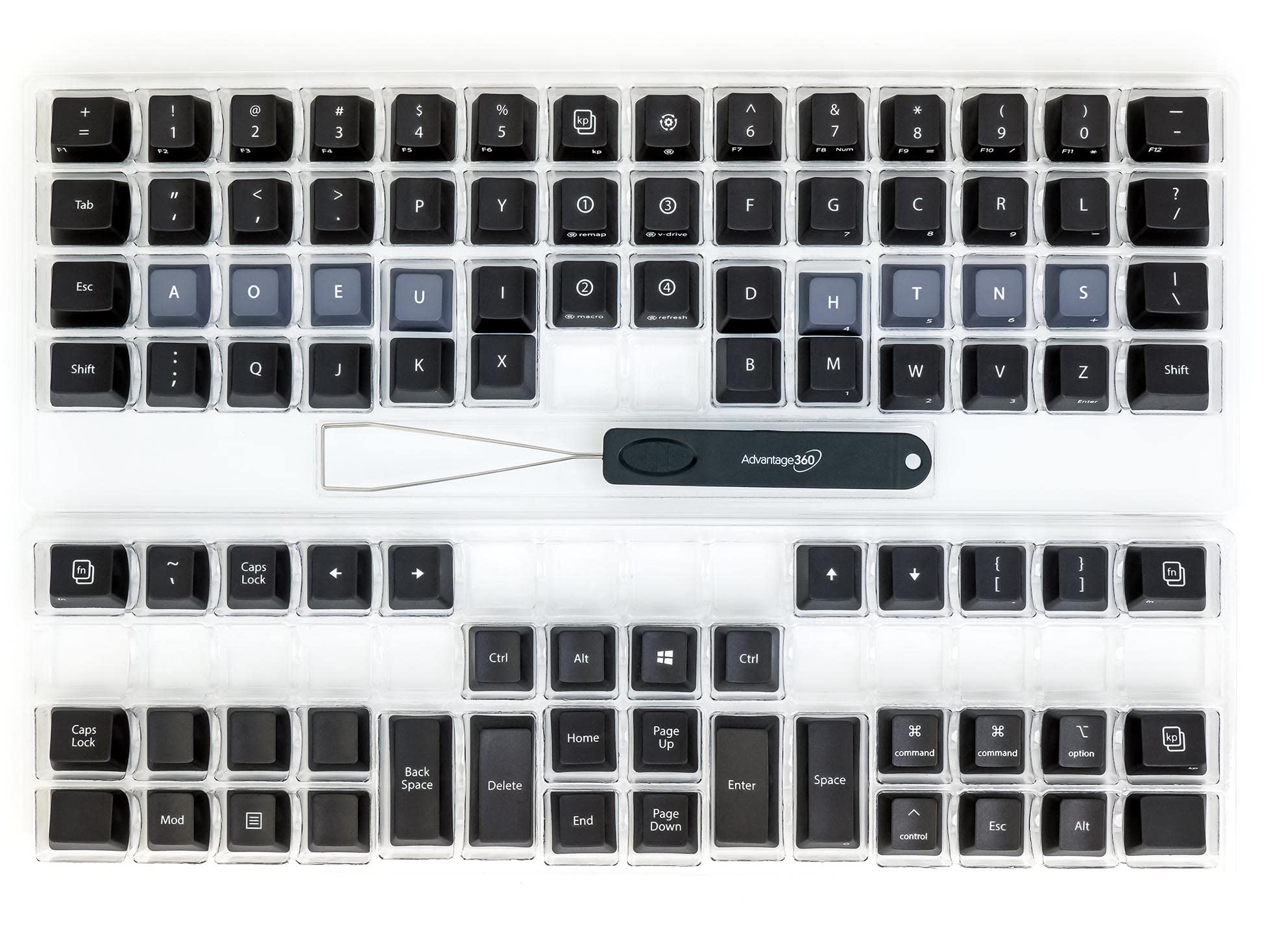 Amazon.co.jp: Advantage360 Dvorak ブラックキーキャップセット - PBT